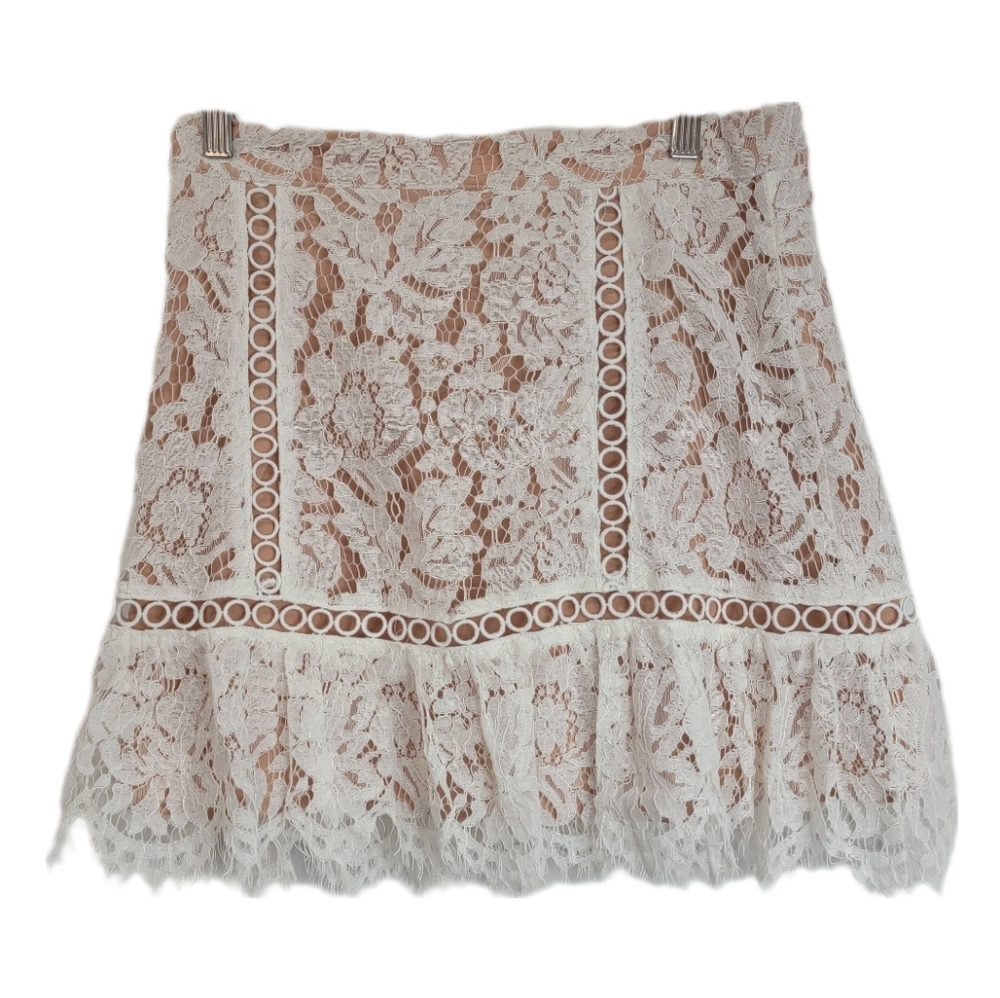 DO+BE White Lace Midi Skirt
